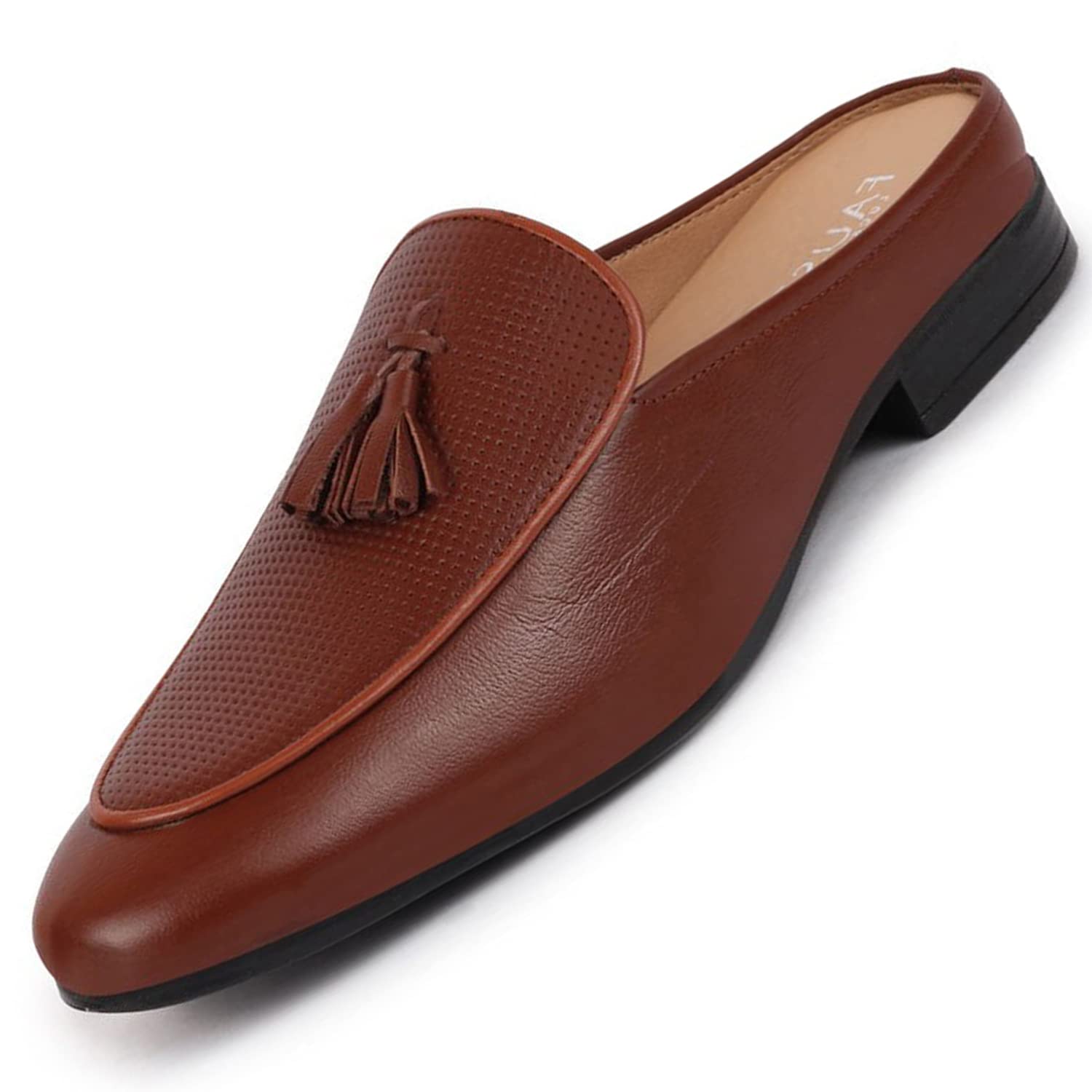 FAUSTO FST KI-4804 TAN-44 Mens Tan Back Open Tassle Leather Slip On Shoes (10 UK) (B0965H1SS5) Amazon Price History, Amazon Price Tracker