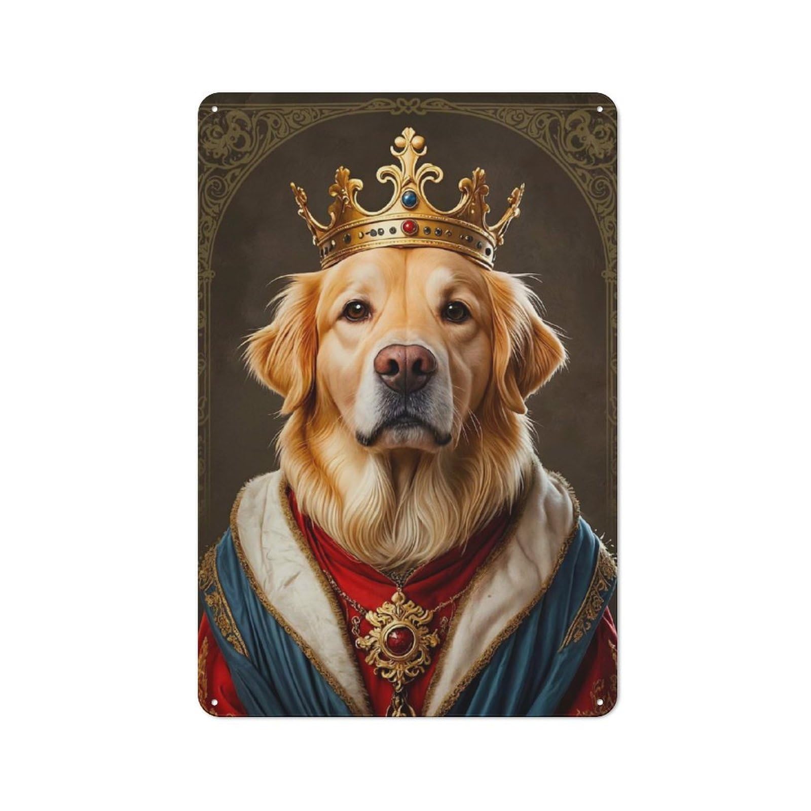 Vintage Golden Retriever Dog King Decorative Metal Plaque 30x20cm, Garden Room Wall Plaque for Shed, Garden Room, Porch Or Garage