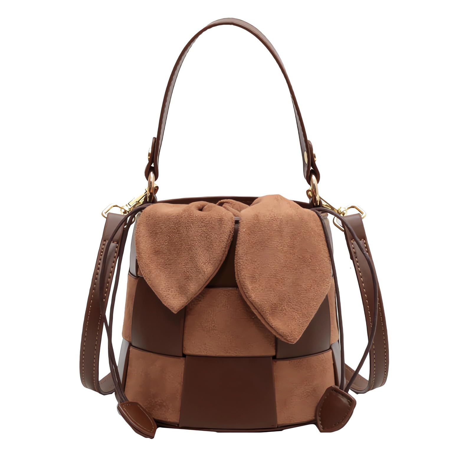 Women's Mini Square Splicing Handbags and Crossbody Bags,Female Purses Leisure Portable Bucket Bags Tote Bags Satchel Bags