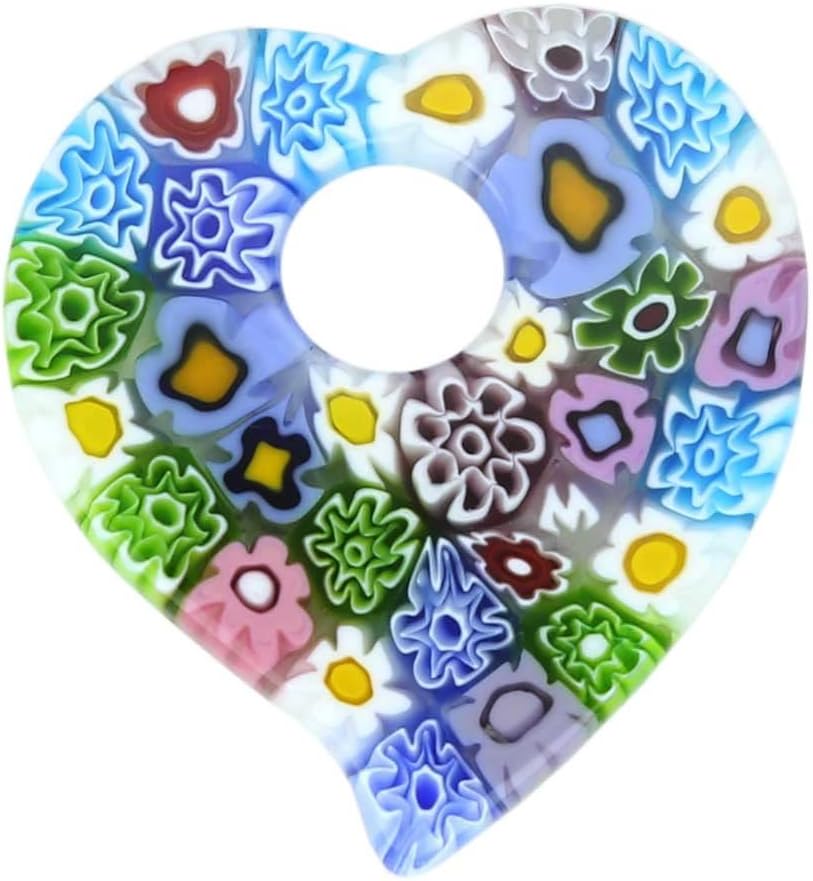 Glass Of Venice Murano Glass Elegant Millefiori Heart Pendant - Pastels