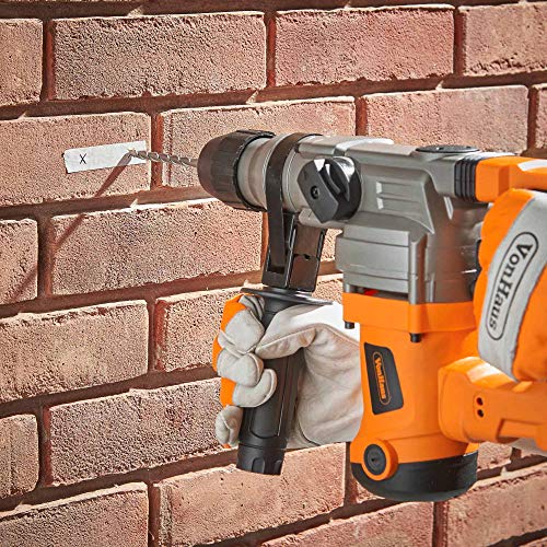 Vonhaus 1-3/16” Sds-Plus Heavy Duty Rotary Hammer Drill 10 Amp - Vibration Control, 3 Functions - With Drill Demolition Kit, Grease, Chisels, Drill Bits And Case – Suitable For Concrete, Wood, Steel #TOP6