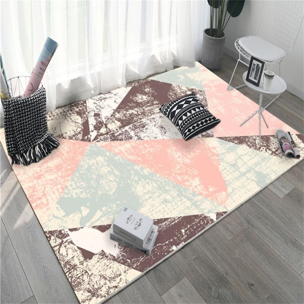 Tapis sol enfant rose et bleu 180x230 cm grand format facile à nettoyer pour chambre