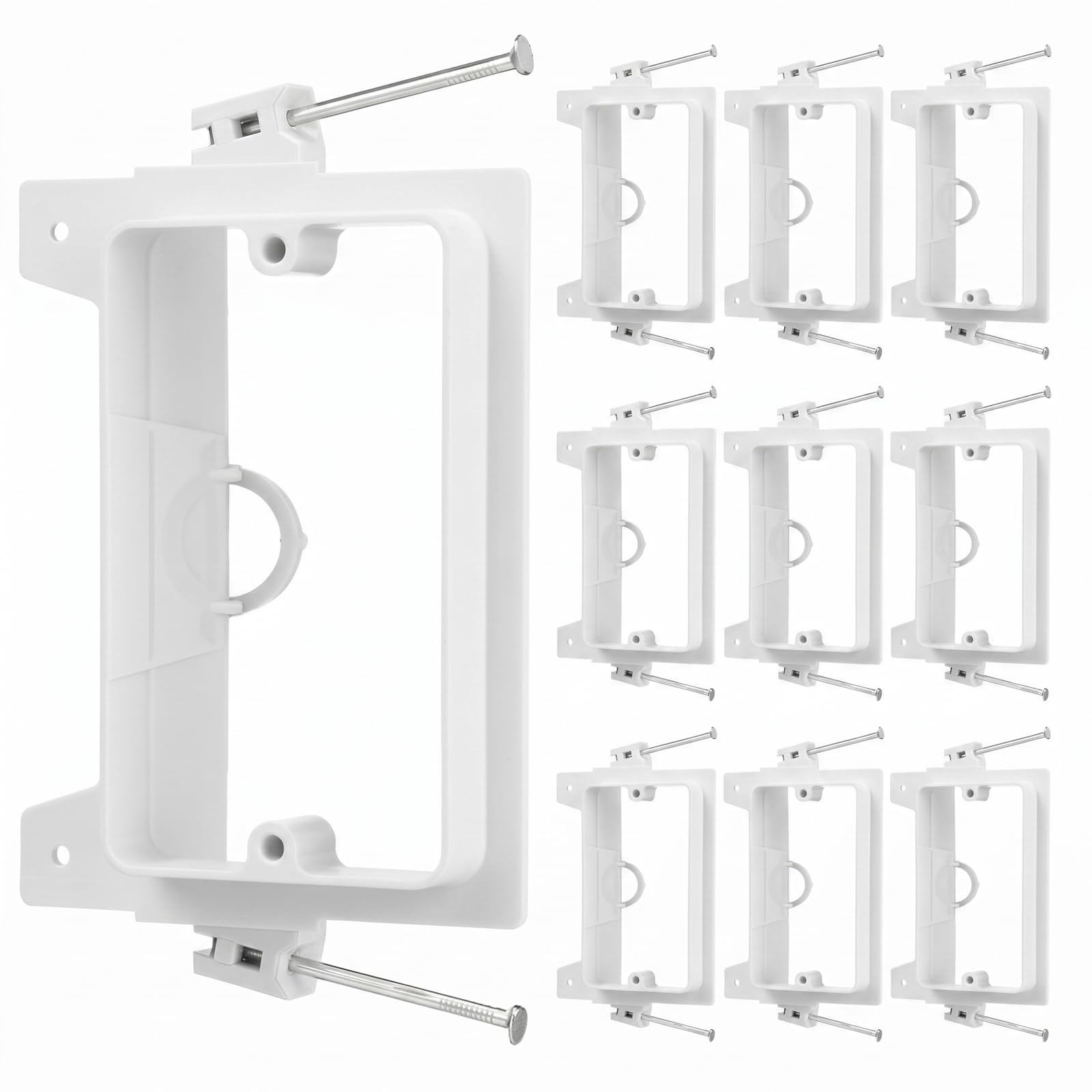 Gerrii 10 Pack Low Voltage Mounting Bracket, Screw on Single Gang, White