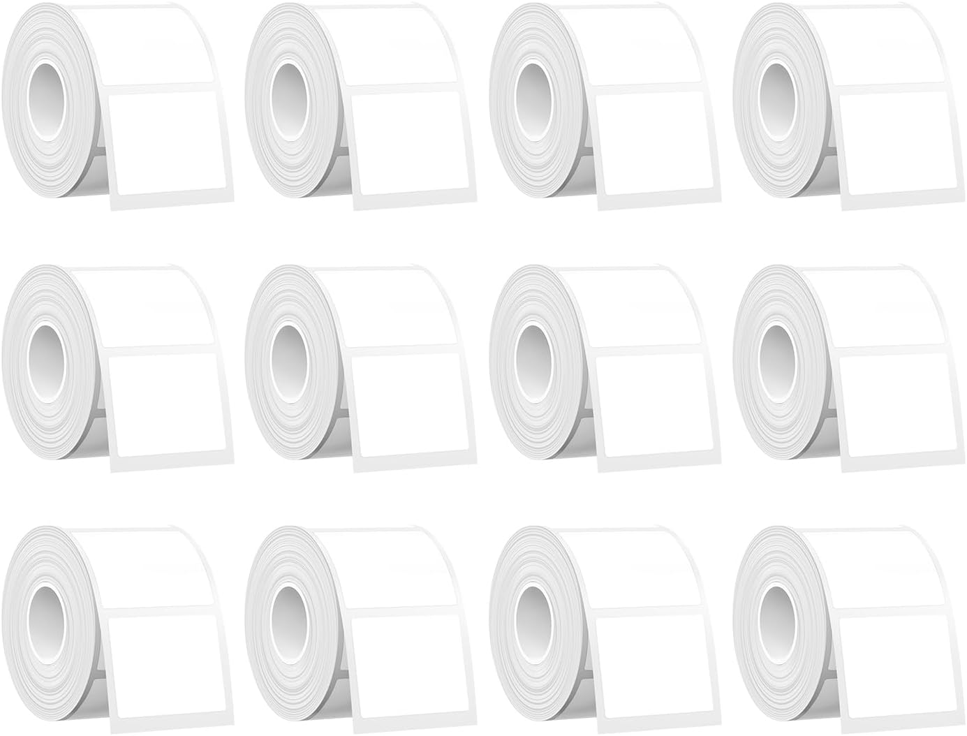 SUPVAN T50M Series Label Maker Tape, Pack of 12 Rolls 1.57'' × 1.18'' (40mm × 30mm) 250 Labels/Roll Genuine Laminated Thermal Label Tape, Waterproof Oilproof Highly Adhesive Auto Detect Labels, White