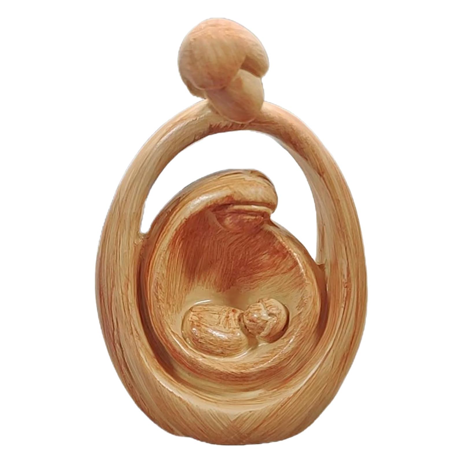 Glifora Holy Family Statue - Mary, Joseph and Baby Jesus Nativity Scene Figurine, Small Resin Catholic Sculpture with Wood Grain for Home and Church Decor