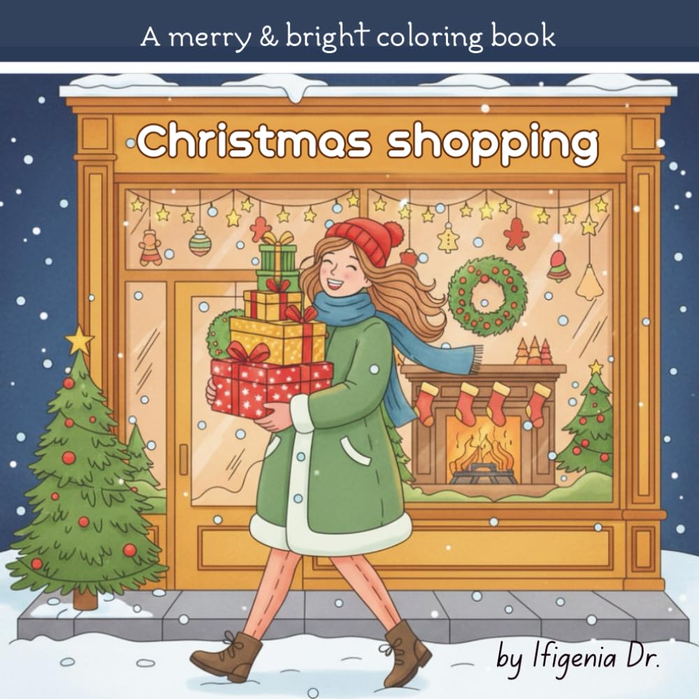 Christmas shopping: A merry & bright coloring book