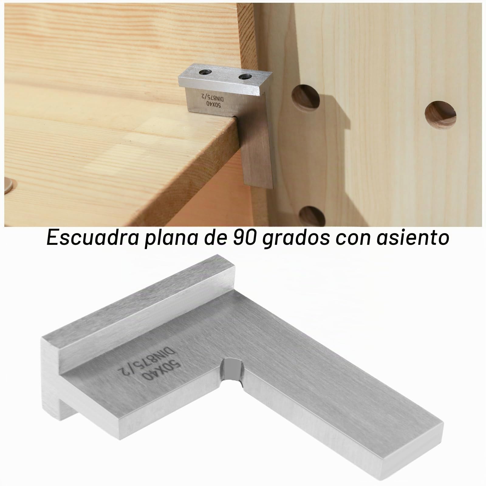 Regla Escuadra de Ingeniero Precisión DIN875/2 Acero al Carbono 50x40mm