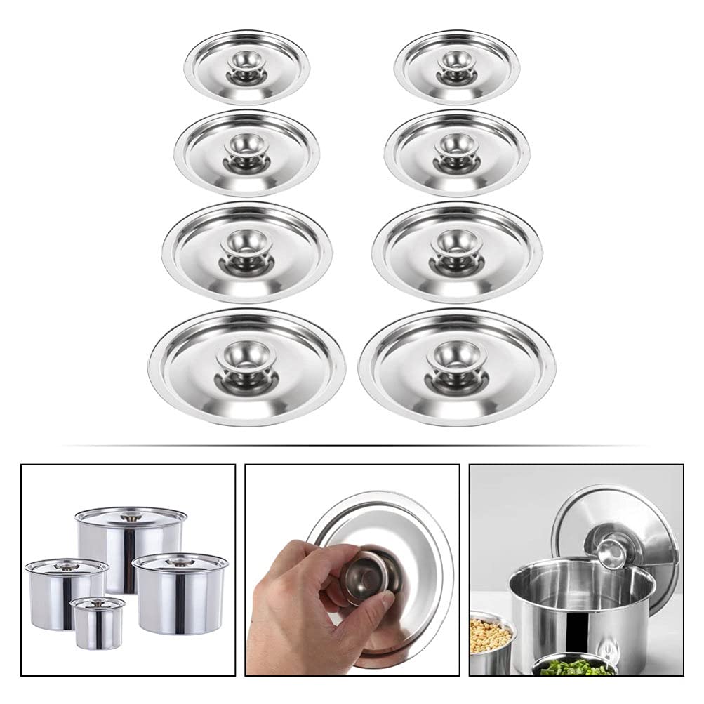 Coperchio,Coperchio in Vetro/Inox/Alluminio,8 pezzi in acciaio inox coperchio universale padelle pentole coperchio padelle rotonde coperchi pentole sostituzione pentole padelle copertura per