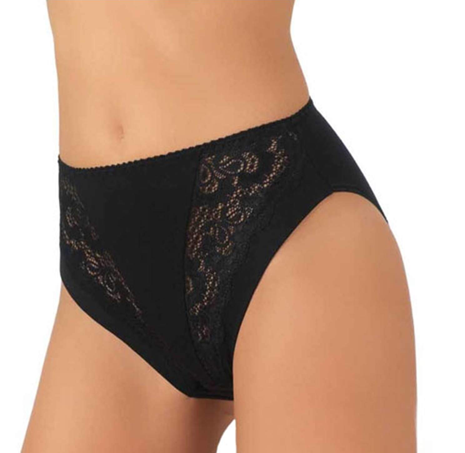 Jadea Intimo Art� JEDEA Confezione da 6 Slip Vita Alta Donna in Cotone con  Inserti in Pizzo Art. 788 Disponibile in Bianco o Nero (Nero, 4 / M) :  Amazon.it: Moda