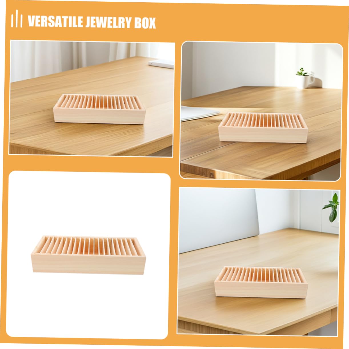 Veemoon Organiseur De Cartes En Bois Multi-compartiments 2 Pièces, Boîte Détachable Pour Rangement Bureau, Porte-cartes De Visite Et Accessoires Personnels