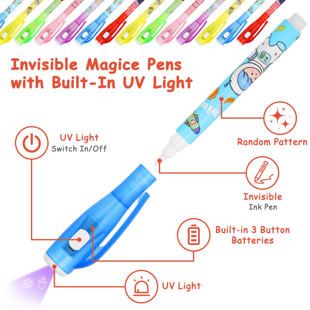 pen 14pcs Cartoon Spy with UV Light - Image 3