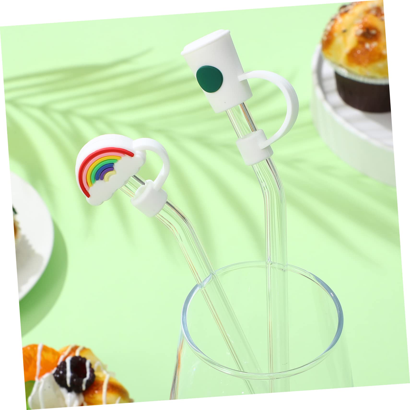 Amosfun 4 Set Di Cannucce Riutilizzabili Con Punte A Forma Di Cartone Animato Tappi in Silicone Per Feste 12 Pezzi * 4