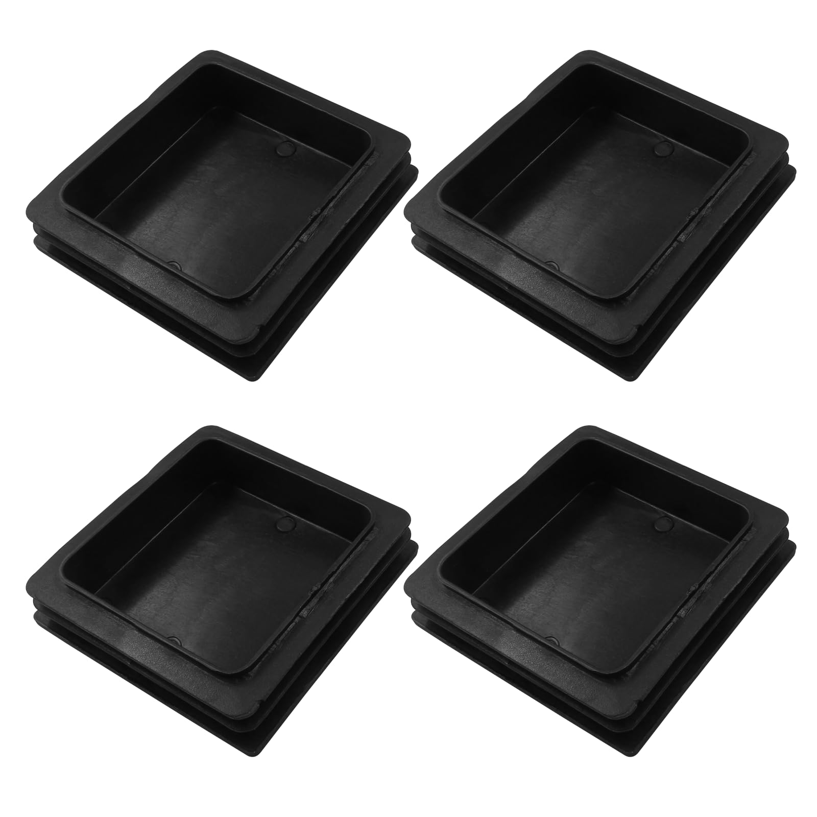 Bonsicoky 4 Pack 4" Square Plastic Plugs, Black Tubing End Caps Plugs Insert for Square Tube and Furniture Legs