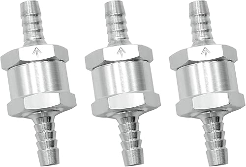 Miniatura 8 de Tnuocke 3 válvulas de retención unidireccionales sin retorno de 14 de pulgada y 0.236 in, aleación de aluminio, accesorios de control para gasolina,