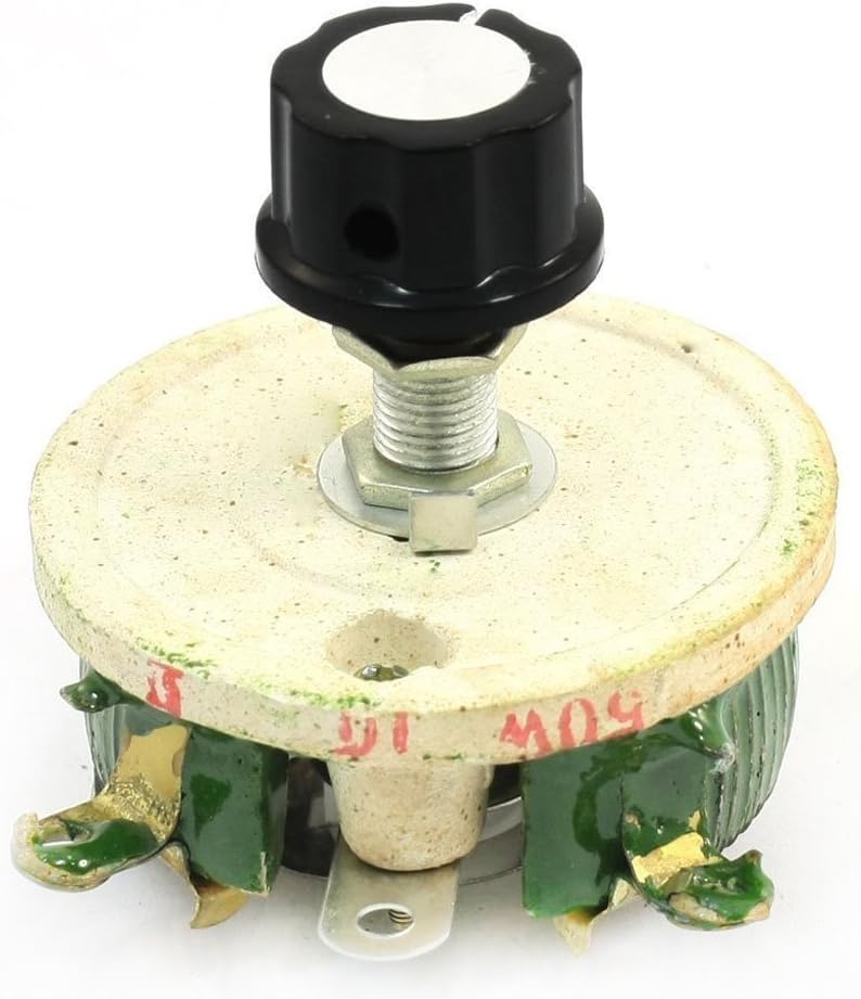 YXQ 50W 10 Ohm Ceramic Resistor Rheostat Porcelain Disk Adjustable Wirewound Resistors with Knob (Pack of 2)