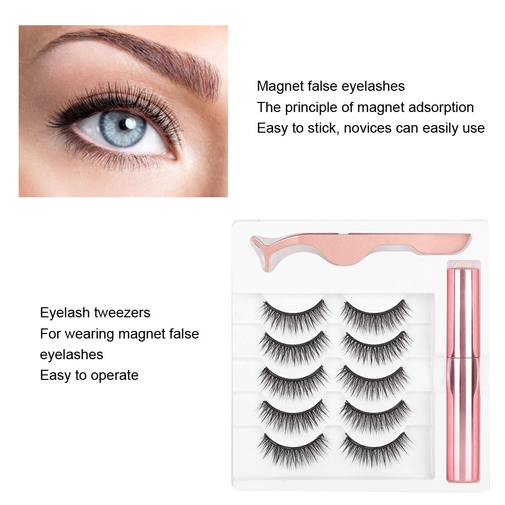 Ciglia Magnetiche, 3 Paia di Ciglia Finte Naturali 3D, Ciglia Magnetiche Riutilizzabili e Eyeliner Magnetico Impermeabile, Eyeliner Magnetici a Lunga Durata con Strumento per il Trucco delle Ciglia