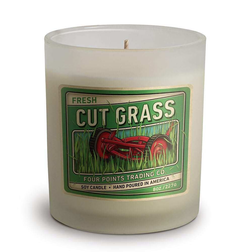 Four Points Trading Co. Fresh Cut Grass 8 Oz Scented Soy Aromatherapy Candle w/Jar
