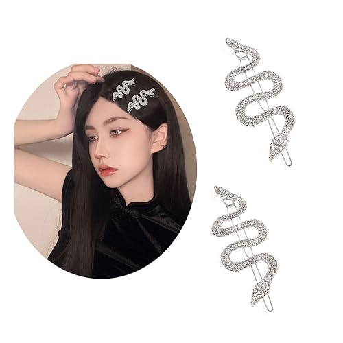 ZYALTFDC Pinzas para el pelo de mujer con diamantes de imitación para niñas, pasadores para el cabello, pinzas de serpiente antideslizantes,
