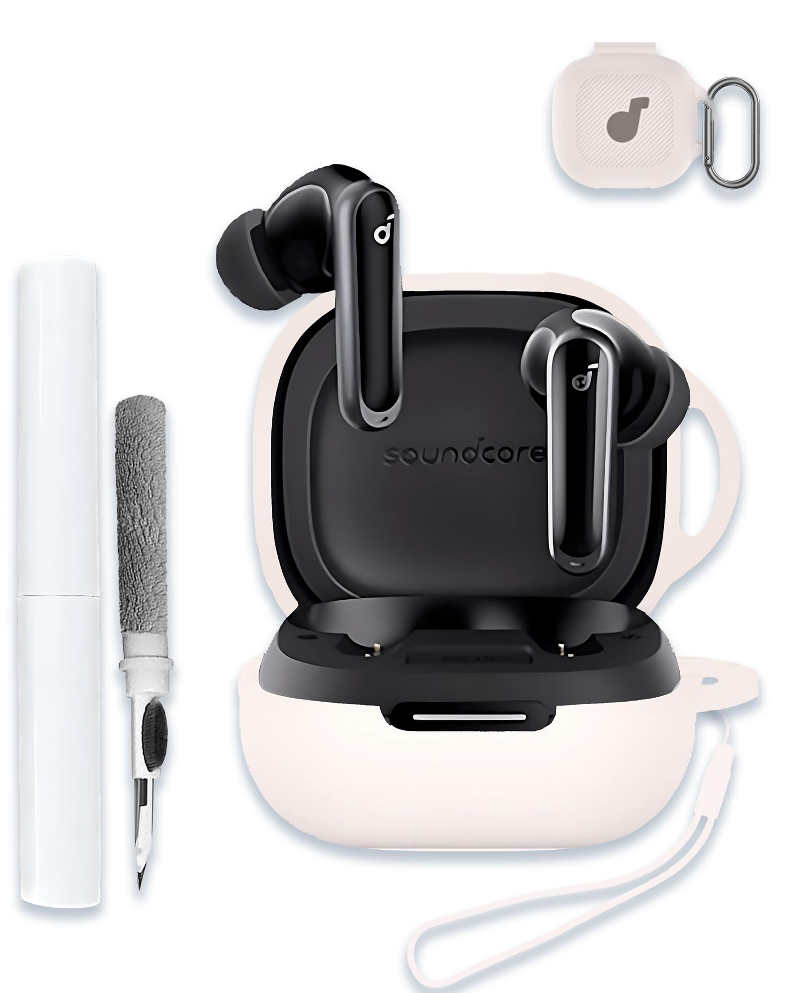 for Anker Soundcore P40i Case Cover,Full Protective Soft Silicone Skin Case Cover Shock-Absorbing Protective Case with Keychain,Lanyard and Cleaning