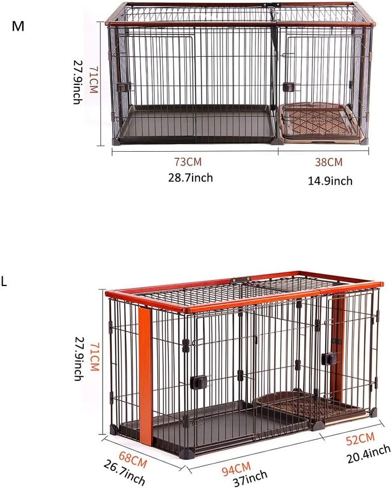 Crate Dog Cage Kennel with Toilet Pet Indoor Fence Fence Two-Bedroom Dog House Pet Playpen (Medium)