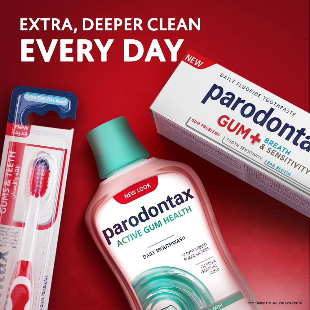 Parodontax Daily Gum Care Mouthwash Fresh Mint 500ml, Alcohol-Free Fluoride Mouthrinse for Healthy Gums, Plaque Control & Fresh Breath, Daily Oral Care for Adults