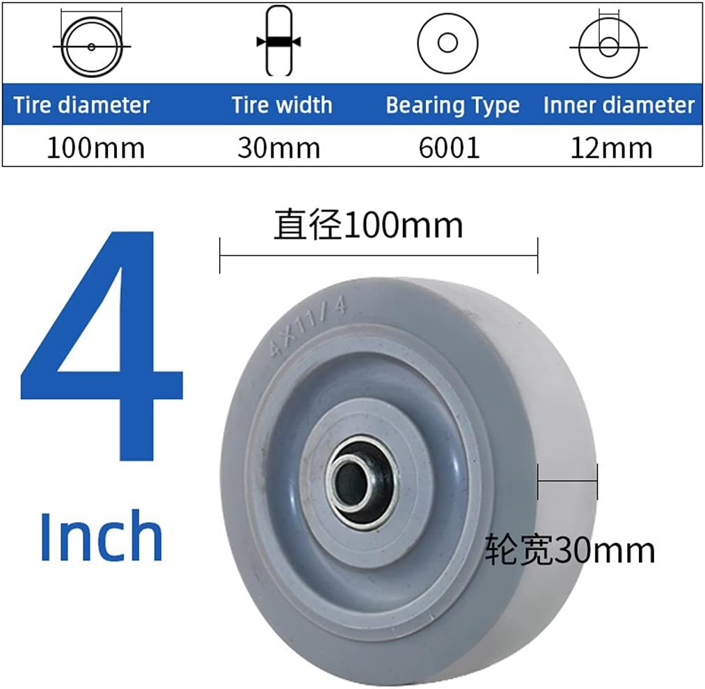 Rubber Hand Truck Wheel 3 Size Flat Free Solid Rubber Replacement Tire for Hand Truck, Cart, Power Washer, Dolly, Compressor(5 inches)