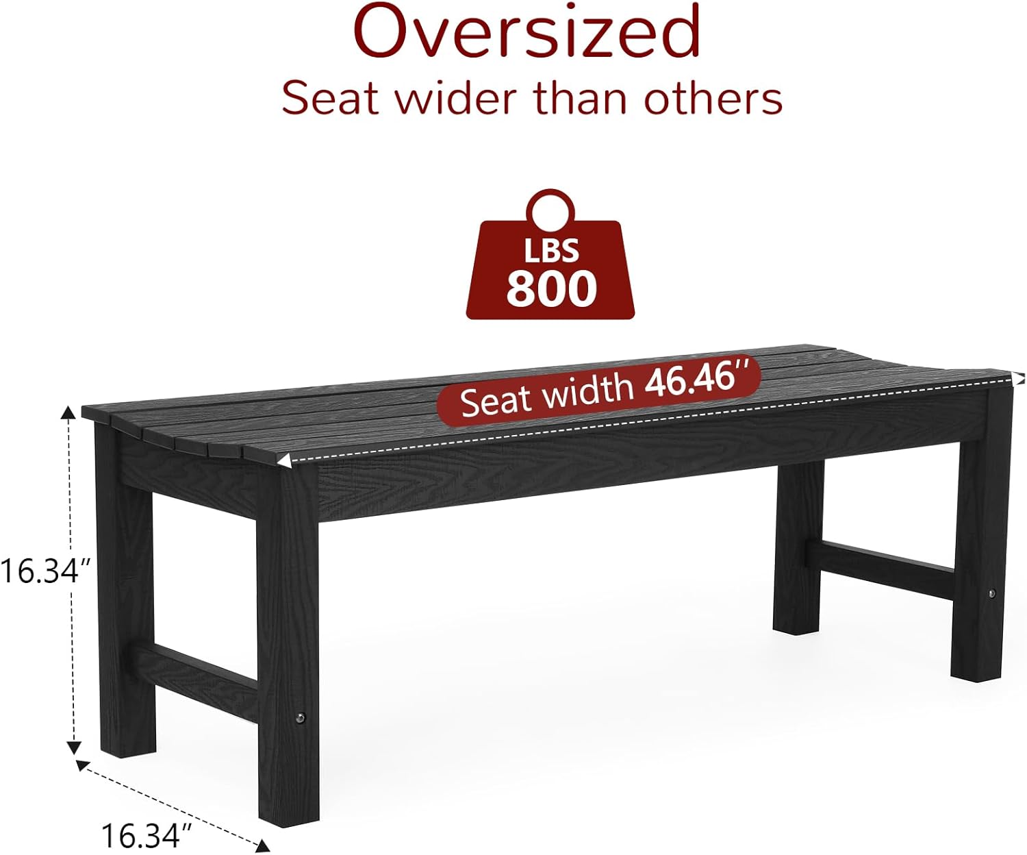 Stoog 6 Pieces Outdoor Patio Dining Set, All-Weather Dining Table and Chairs Set with Bench for 6 People, Outdoor Furniture Set with 2" Umbrella Hole for Garden, Backyard and Lawn, Black