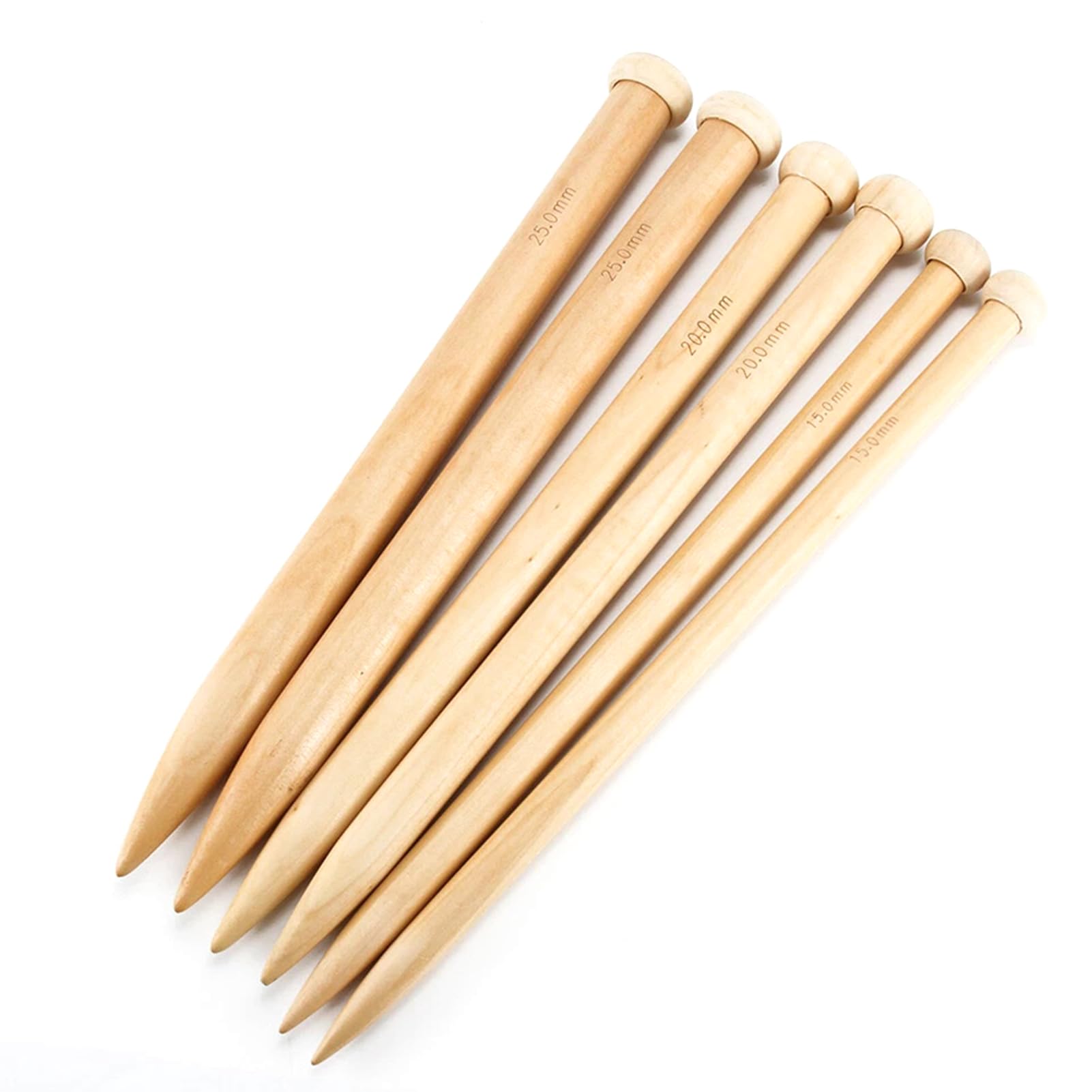Wooden Knitting Needles,15/20/25 MM Big Knitting Needle Super Chunky Yarn and Larger Knitting Project,DIY Sweater Yarn Knitted Accessories One Set — image 1