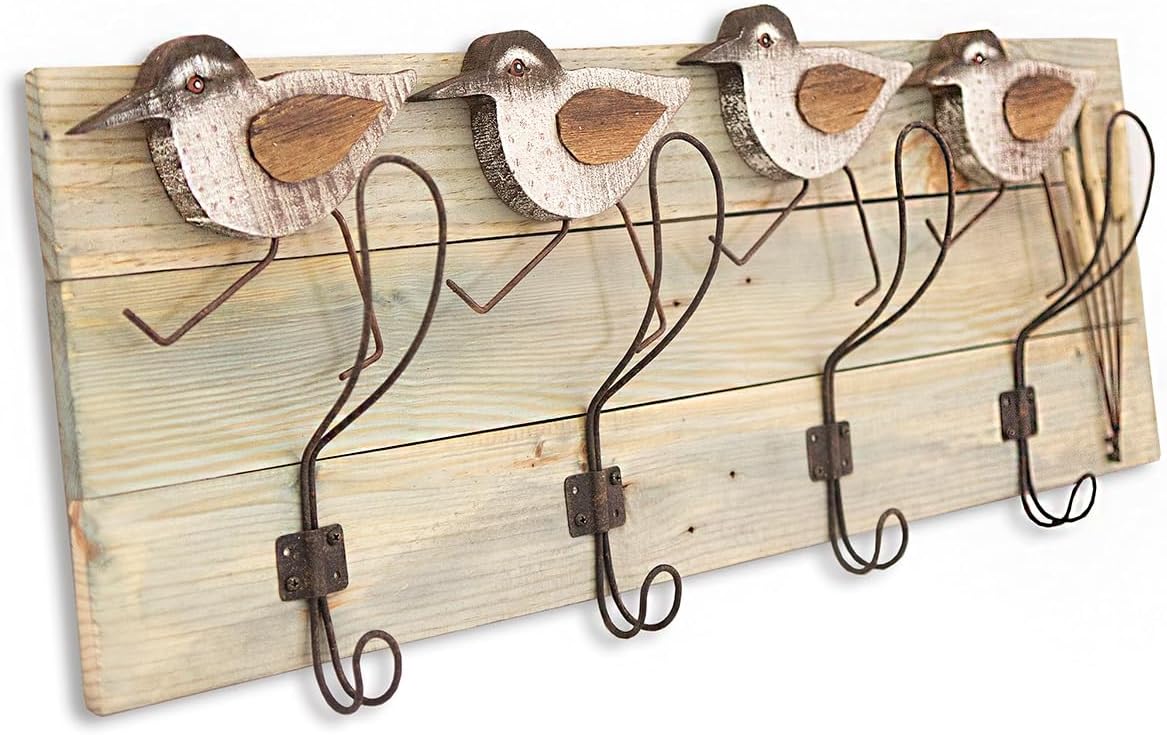 BLACK FOREST DECOR Sandpiper Coat Rack, Wood, Decorative Accent, 30" W x 4" D x 10" H