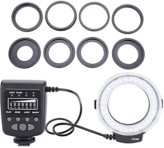 Mugast LED Ring Flash Bundle,FC-100 Universal LED Flash,for Canon EOS 1D/1Ds Series,7D/5DMarkII/60D/50D/40D/30D/20D/10D/550D/500D/450D/400D/350D/300D,Nikon D90/D80/D700/D300/D200/D300s/D7000/D5100