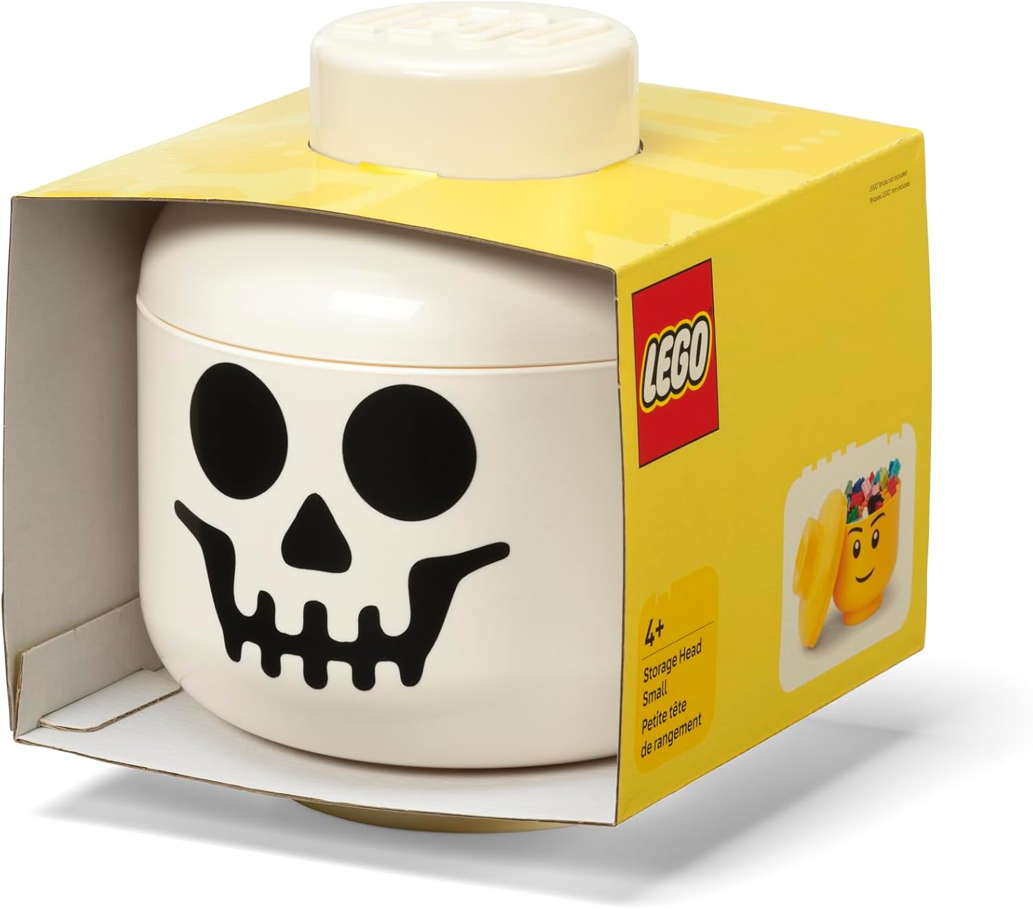 Room Copenhagen, LEGO Storage Heads Stackable Storage Container - Buildable Organizational Bins for Kid’s Toys and Accessories - 6.30 x 6.30 x 7.28in - Small, Skeleton, Holds 250 Bricks