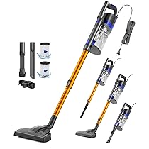 VACTechPro 60KPa, 600W, 7M Aspirapolvere con Filo, Aspirapolvere con 800ml Pattumiera, Scopa Elettrica con Filo con Design a Doppia Maniglia, Scopa Elettrica con Filo Potente per Pavimenti, Arancione