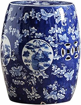 Classical Ceramic Drum Stool, Blue and White Porcelain Tea Room Stool, Outdoor Stone Drum Stool, Garden Stool.