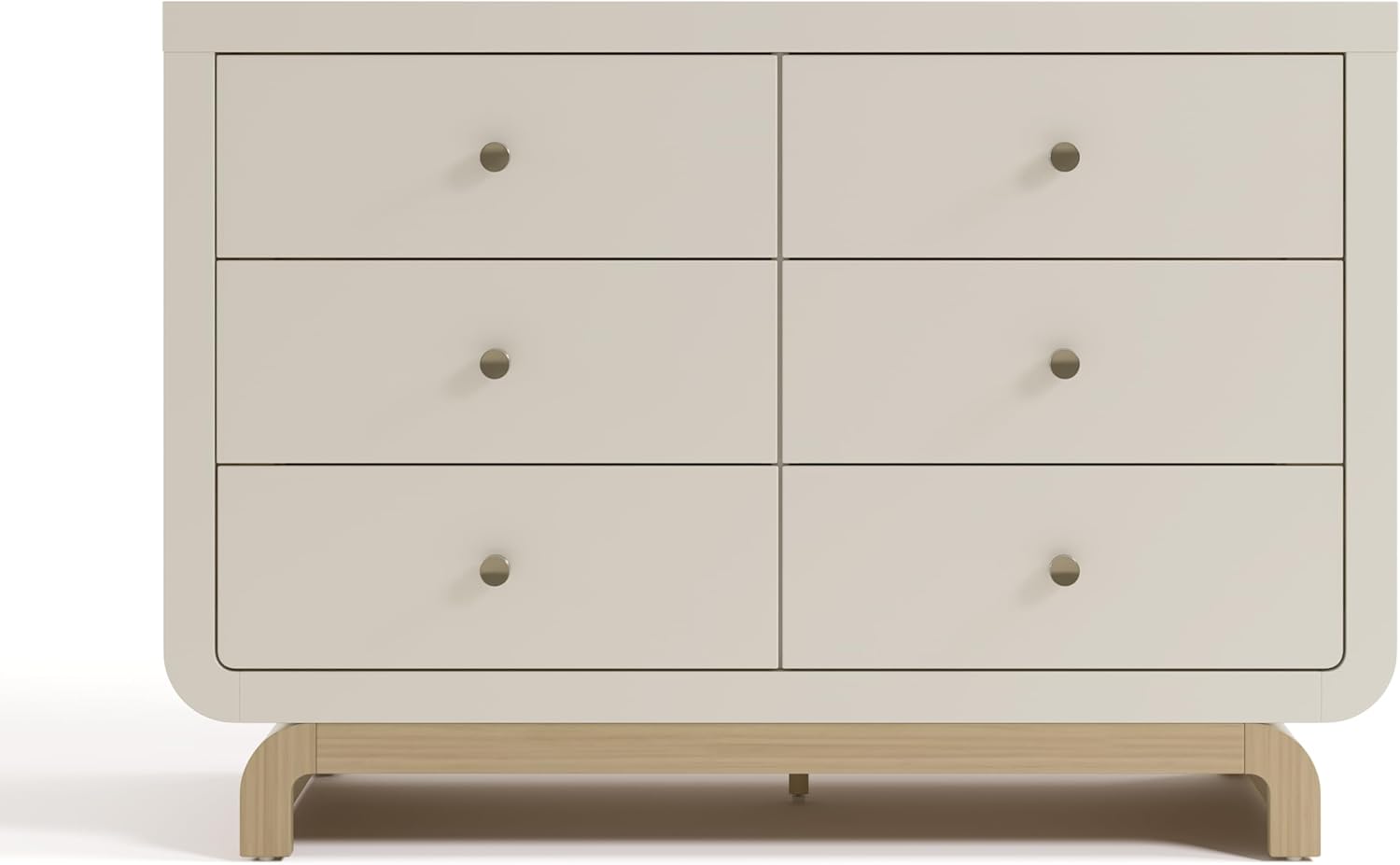 Storkcraft Santorini 6 Drawer Double Dresser (Frosted Oat with Driftwood) - GREENGUARD Gold Certified, Interlocking Drawer System, Dresser Drawer Organizer for Kids Bedroom 6 Drawer Dresser Frosted Oat With Driftwood