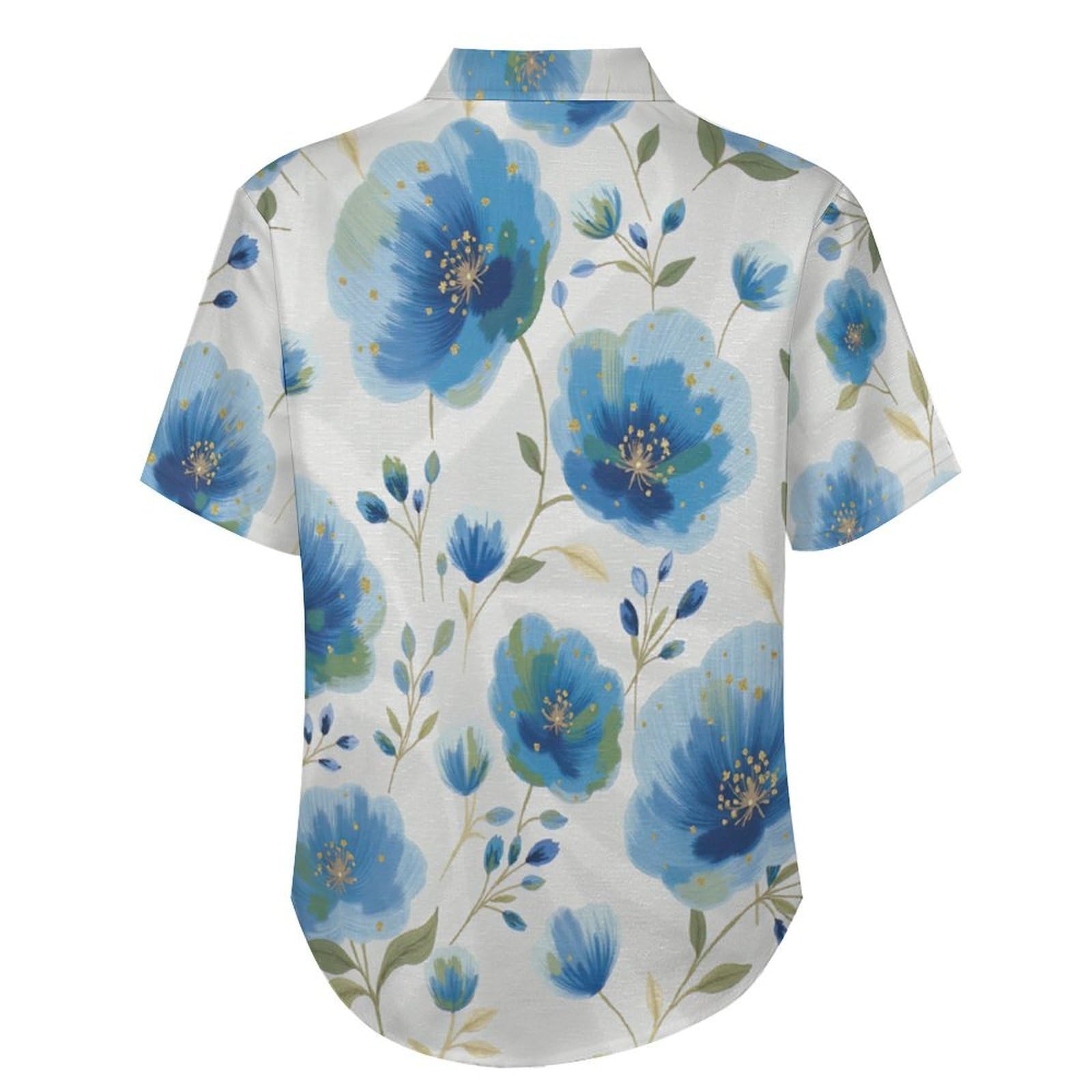 Funky Camicia Hawaiana Uomo, Manica Corta Design Aloha Camicie con Bottoni, Estiva Camicie a Fiori Ad Acquerello Casual Stampa Spiaggia Estate Arte Dipinta A Mano Camicia