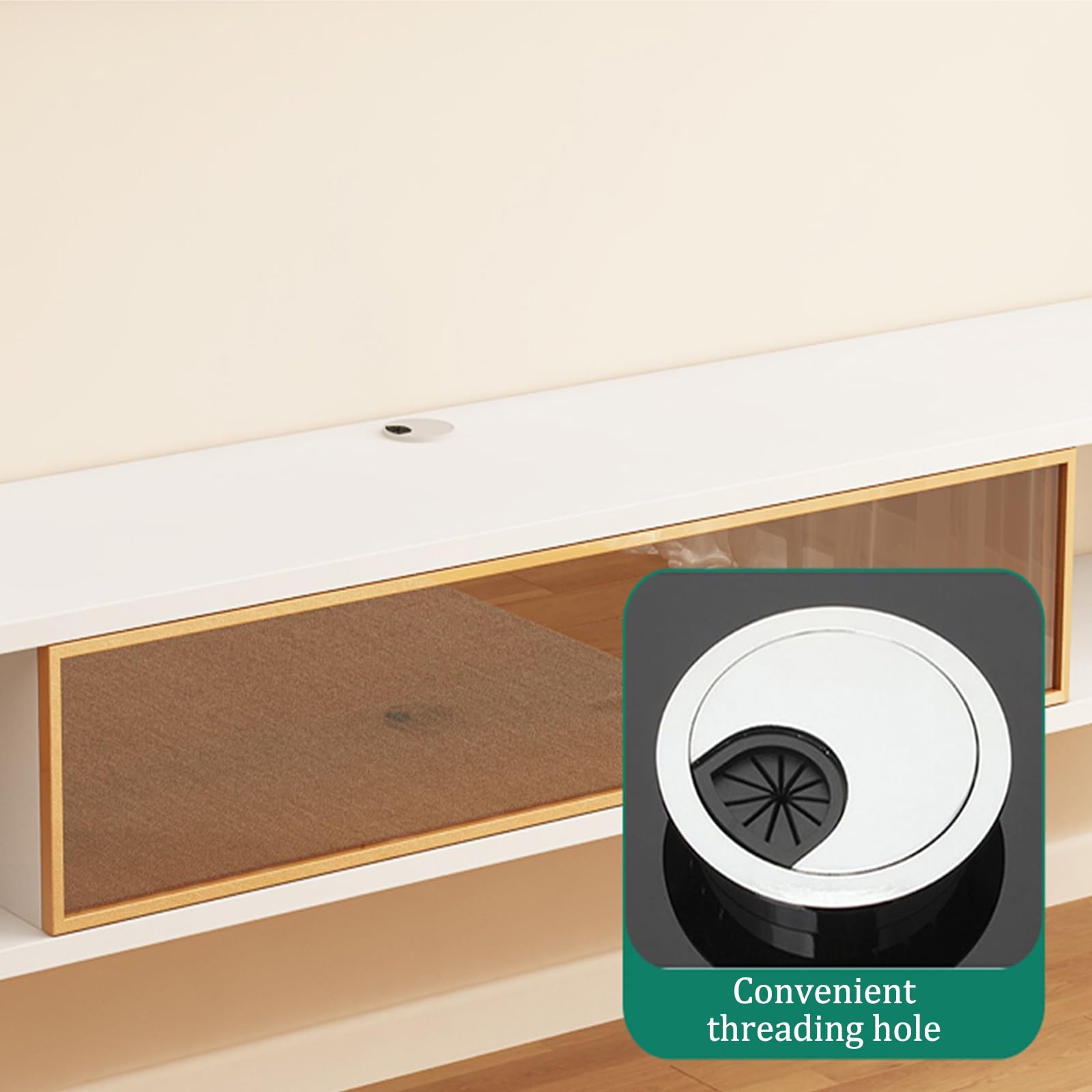 Mobile TV sospeso Moderno da Parete con Contenitore - Elegante Centro di intrattenimento per Soggiorno, Finitura Bianca, 160x24x20 cm, Design salvaspazio