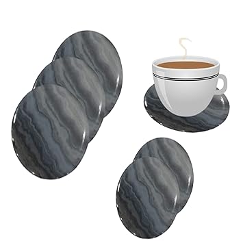 6 Pcs Unbreakable Melamine Italian Marble Design Coaster Set with Holder for Tea Cups, Coffee Mugs, Beer cans, Water Glasses, Juice tumblers, etc