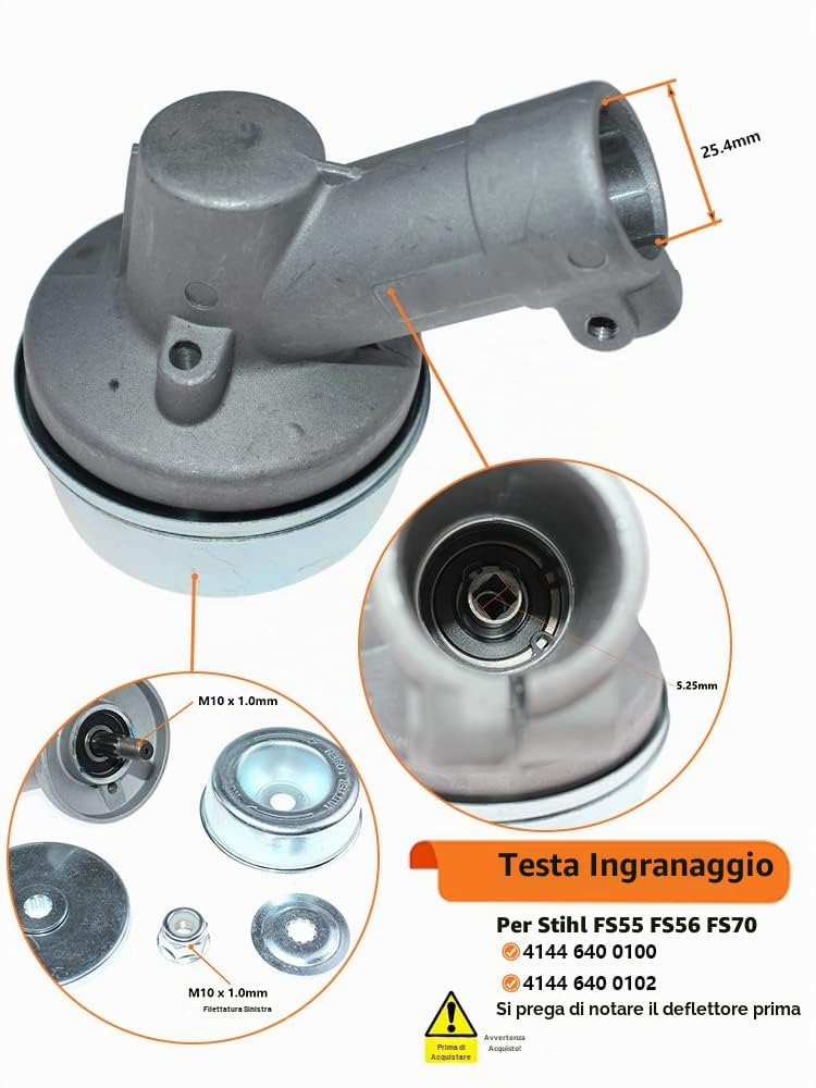Testa del cambio per decespugliatore Stihl FS55, FS56, FS70 4144 640 0100 4144 640 0102