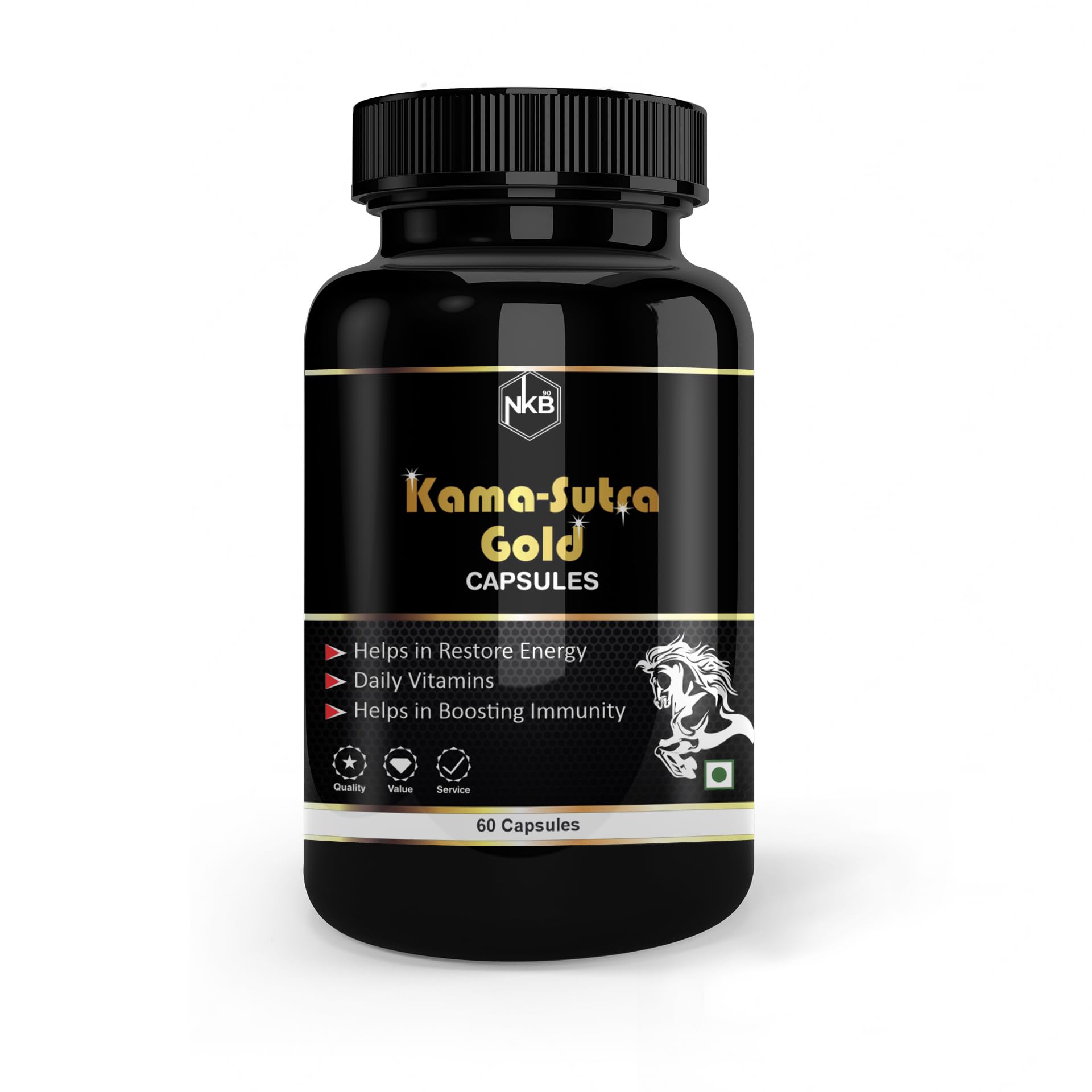 Kama-Sutra Extra Gold Ayurvedic Herbal Supplement For Stamina, Enhanced Performance & Power For Men (60 Capsules)
