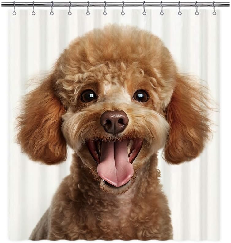 Poodle Dog Shower Curtain for Bathroom Lovely Dog Puppy Pet Animal Print Bath Curtains Home Decor with 12 Hooks 72x72 Inch Style 4