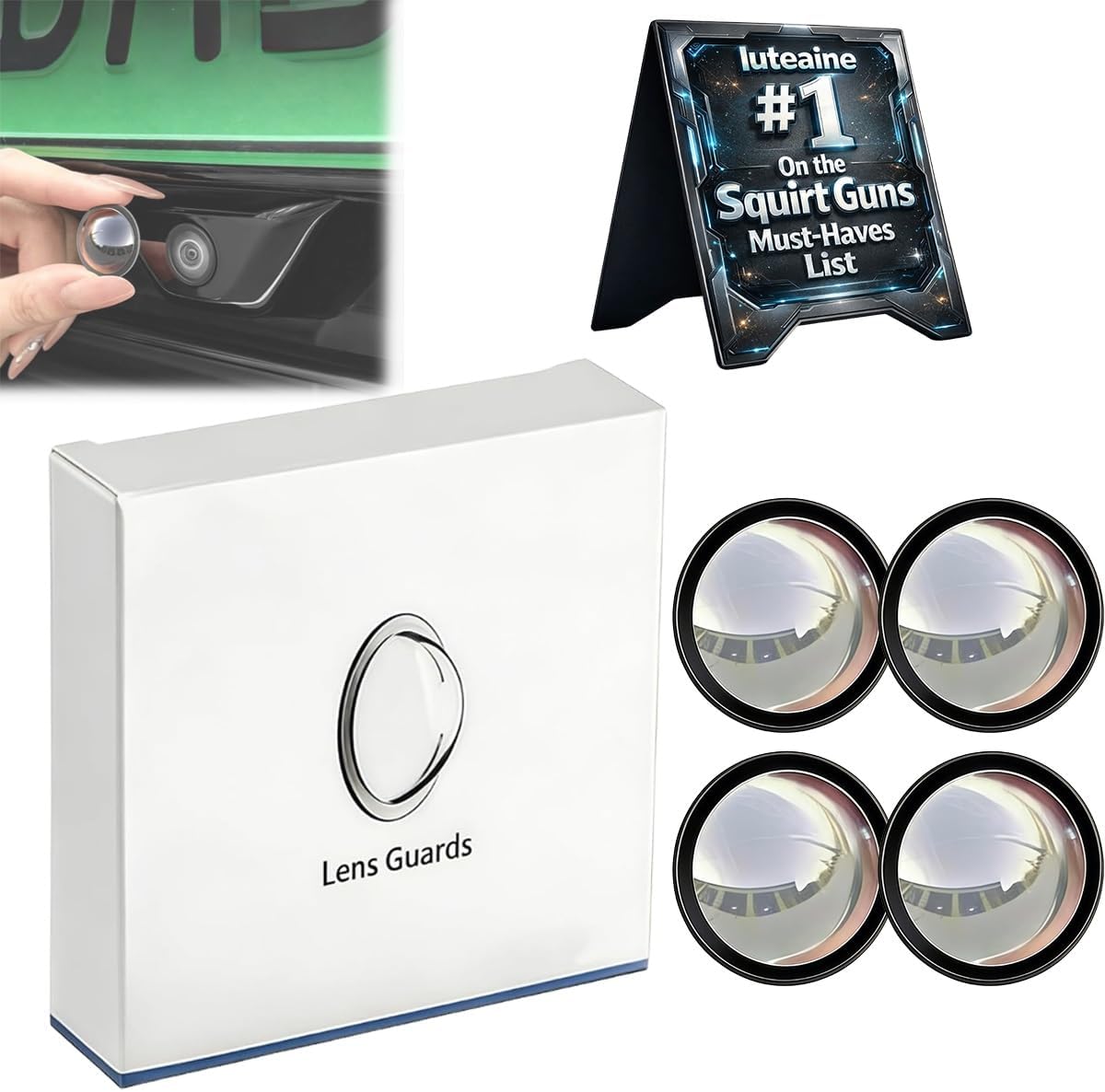 Car Camera Lens Protector, High Transparency Backup Rain Cover， Weatherproof Anti-Glare Clear Protective Sticker, 2PCS Cars Reversing Rotection, Front Bumper Front Accessories(4PCS)