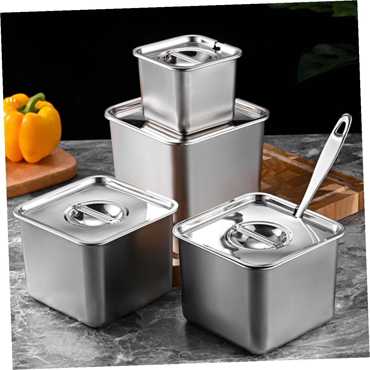 Stainless Steel Spice Jar with Lid, Large Opening Condiment Holder