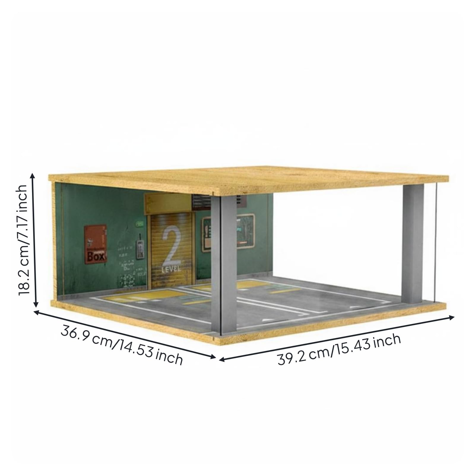 Parkszene Display Vitrine Modellauto Vitrinenkasten Ausstellungsbox Schaukästen Aufbewahrungsbox Holz mit Acrylabdeckung Staubschutz Leicht zu Öffnen