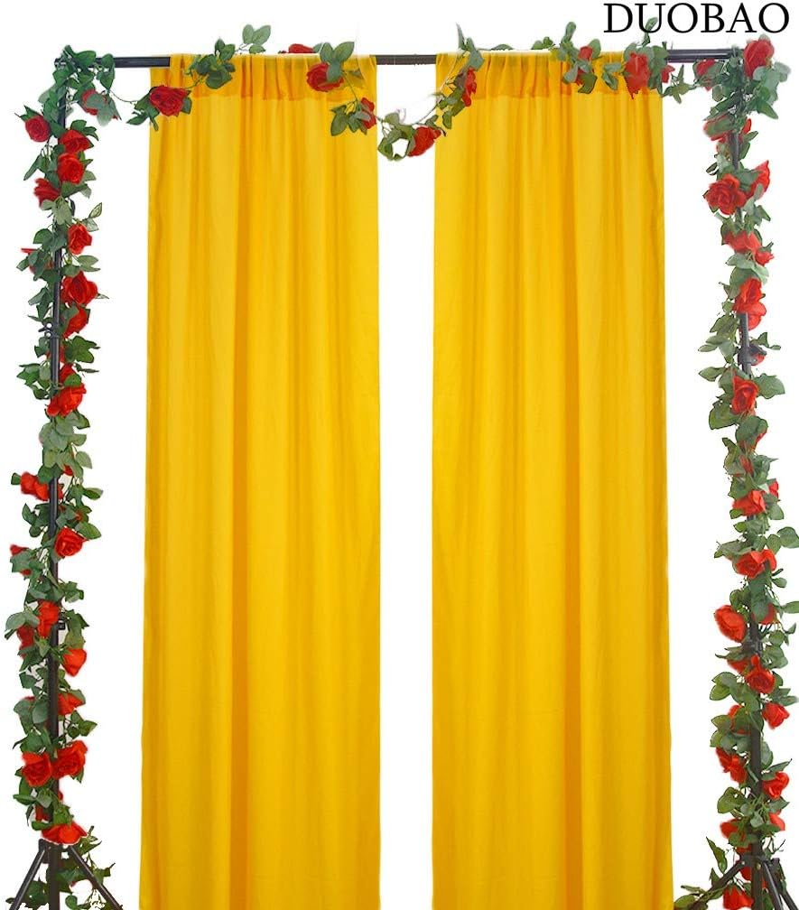 DUOBAO Chiffon Backdrop Curtain Gold Polyester Fabric Drapes for Wedding Ceremony Sheer Voile Curtains 2 Panels 29'' x 84'' Photography Background Drape Party Stage Backdrops (29''x84''x2pcs)