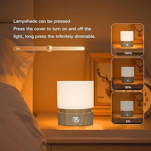 Miniatura 3 de Mielukan Lámpara de mesa pequeña, luz nocturna portátil regulable con temporizador para niños, luz LED cálida de 3000 K, lámparas de noche pequeñas