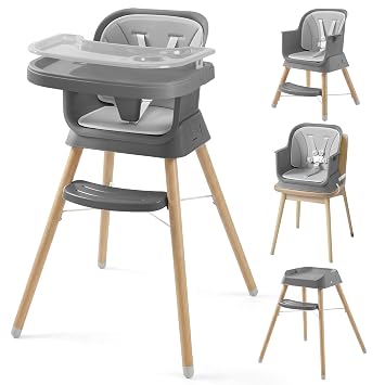 Mallify 6 in 1 Convertible Baby High Chair with Removable Double Tray