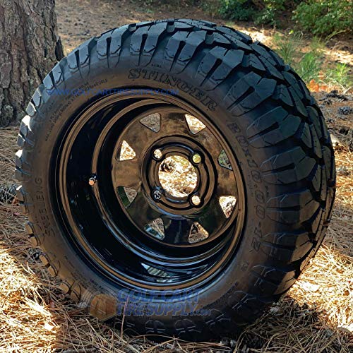 12\" BLACK Steel Wheels and 20x10-12 DOT STINGER All Terrain Tires Combo - Set of 4 - Thumbnail 4