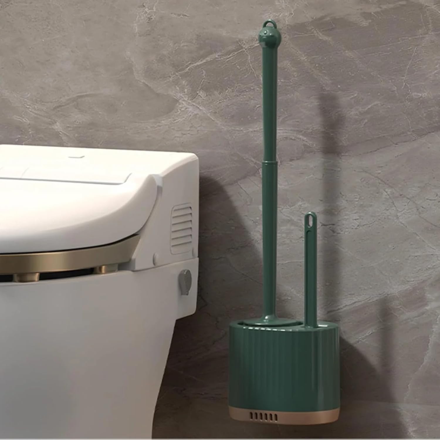 HomeCloud Wall Mounted Silicone Toilet Brush | Soft Bristle Bathroom Cleaning Brush with Holder | Modern Japanese Design | Quick-Drying & Hygienic (Lining_Dark Green)-image-10