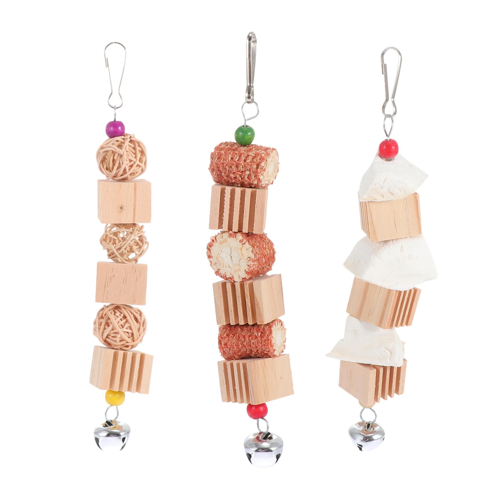 BESPORTBLE 2 pcs Chew Toys Parrot Shredding Toys Food Toys Cuttlefish Bone for Birds Bird Cage Toy Parrot Rattan Toy Bird Treat Toy Bird Bite Toy Conure Toys Pet Bird Foraging Toy Sepak Takraw