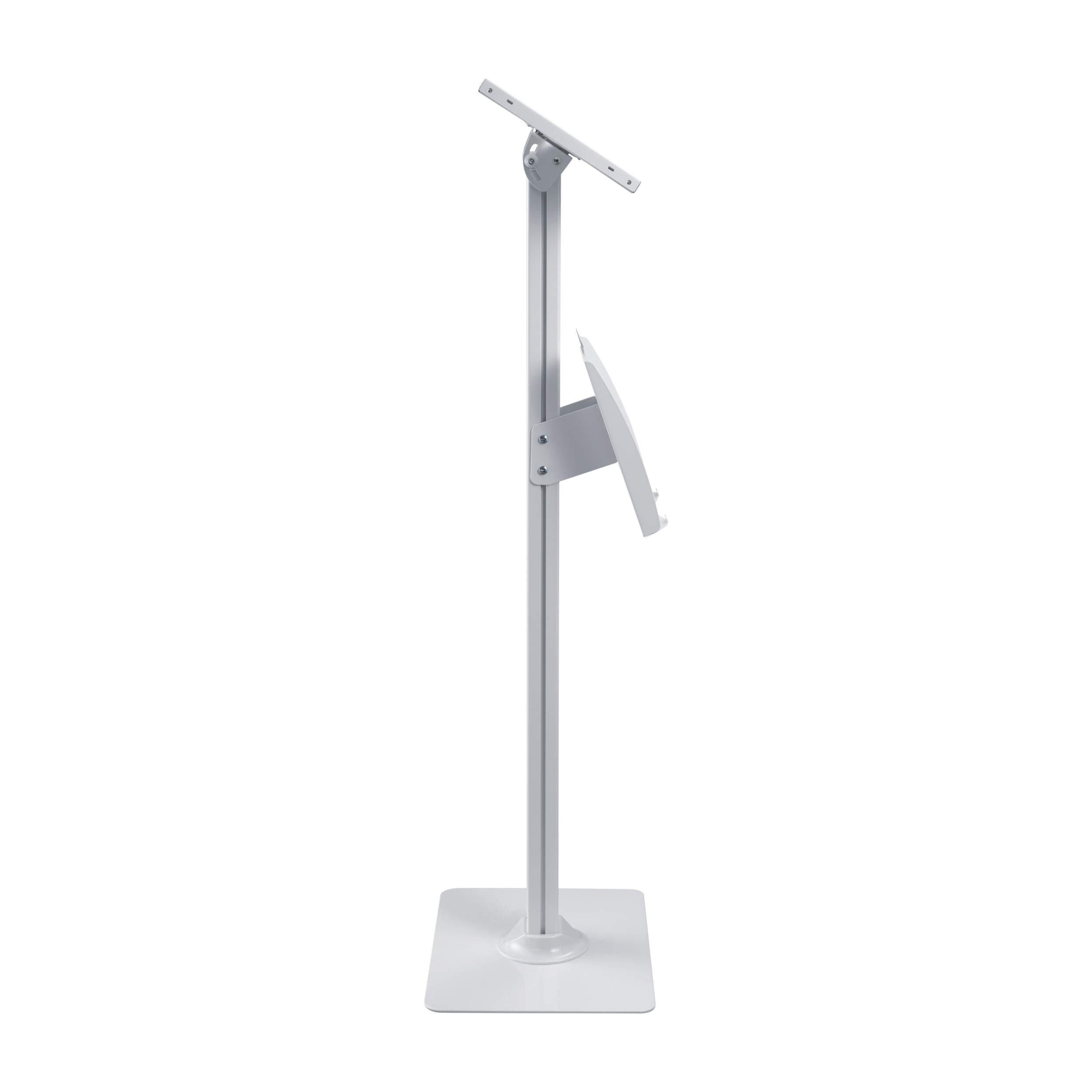 PureMounts PDS-5921 Supporto per iPad con custodia in acciaio e serratura per Apple iPad 9.7"/"10.2"/"Pro 10.5"/"Air 10.5" (Gen 3) bianco